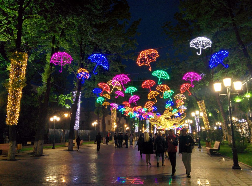 Shymkent's Arbat at Night. A wonderful place to take a stroll.