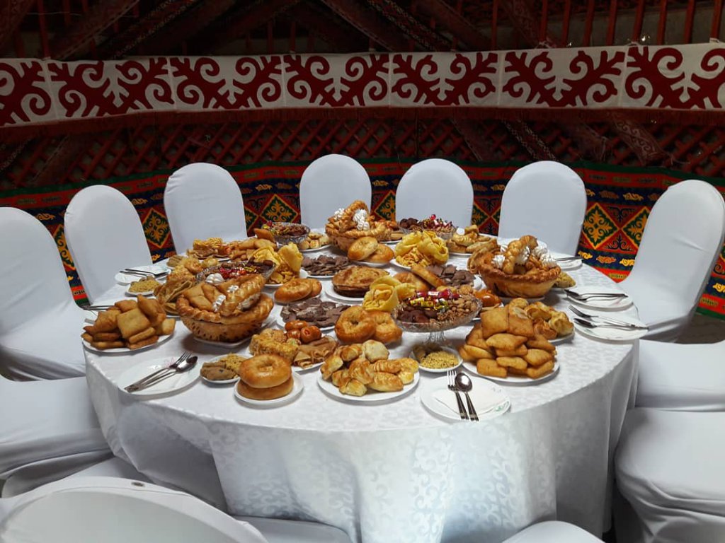 Table in Yurt during Nauryz Celebrations