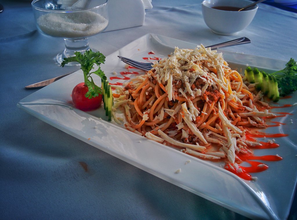 Info Shymkent - Spaghetti in the Restaurant of the TV Tower of Tashkent