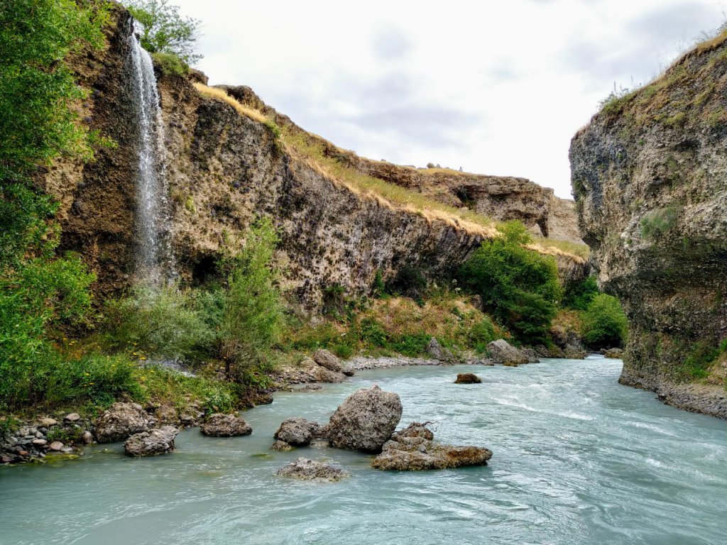 Beautiful Canyon of the Aksu River near Shymkent in south Kazakhstan.