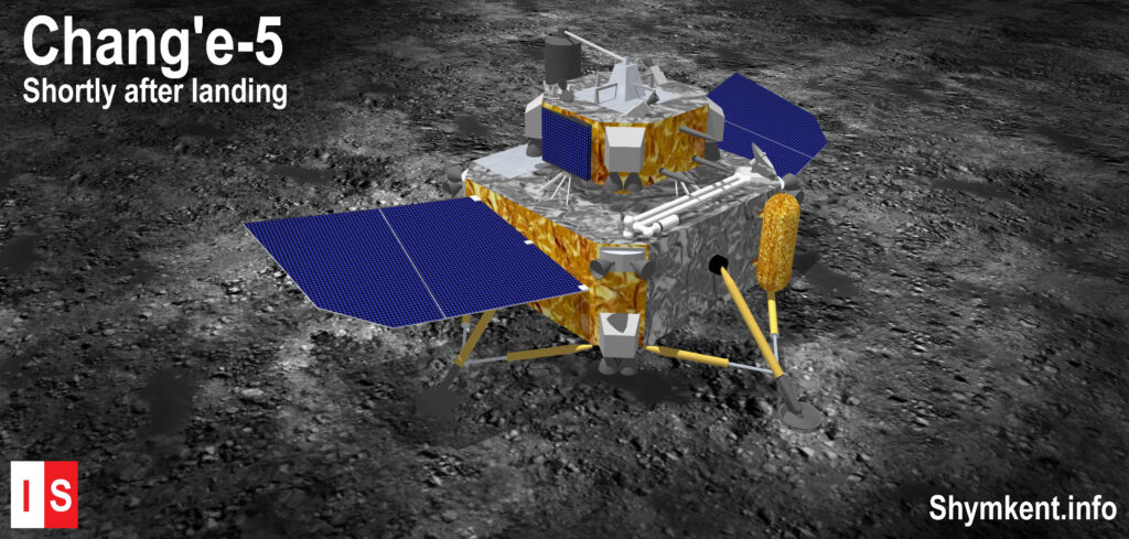 Info Shymkent - Illustration of Chang'e-5 Lander shortly after landed on Moon