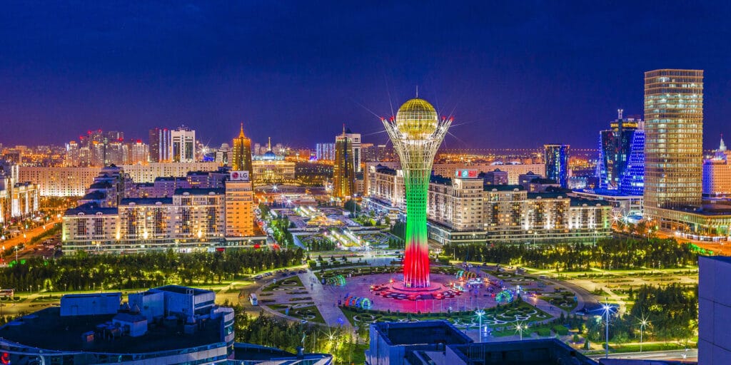 Info Shymkent - Modern Kazakhstan's capital Nur-Sultan at Night (Image: Farhat Kabdykairov)