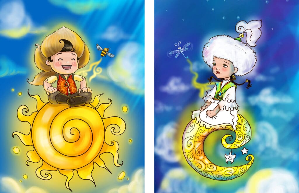 Info Shymkent - "The Sun And The Moon" Artwork by Kazakh painter Aisulu Almasbayeva