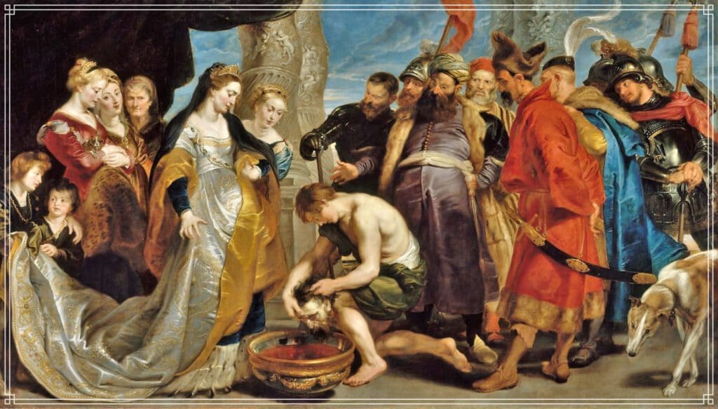 Info Shymkent - "The head of King Cyrus brought to Queen Tomyris" - Painting by Flamish painter Peter Paul Rubens