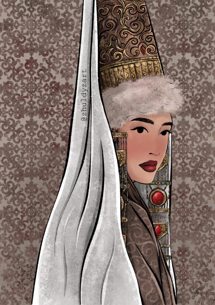 Info Shymkent - Painting of traditional dressed Kazakh Bride by Zholbarys