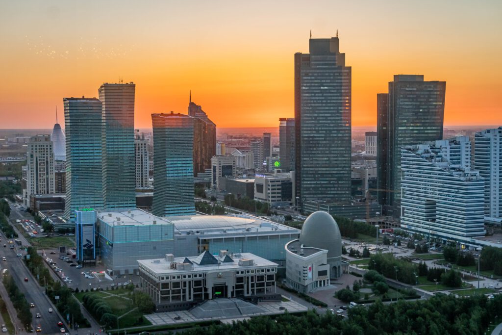 Info Shymkent - Skyline of Nursultan, Kazakhstan during Sunset captured by photographer Zhambay