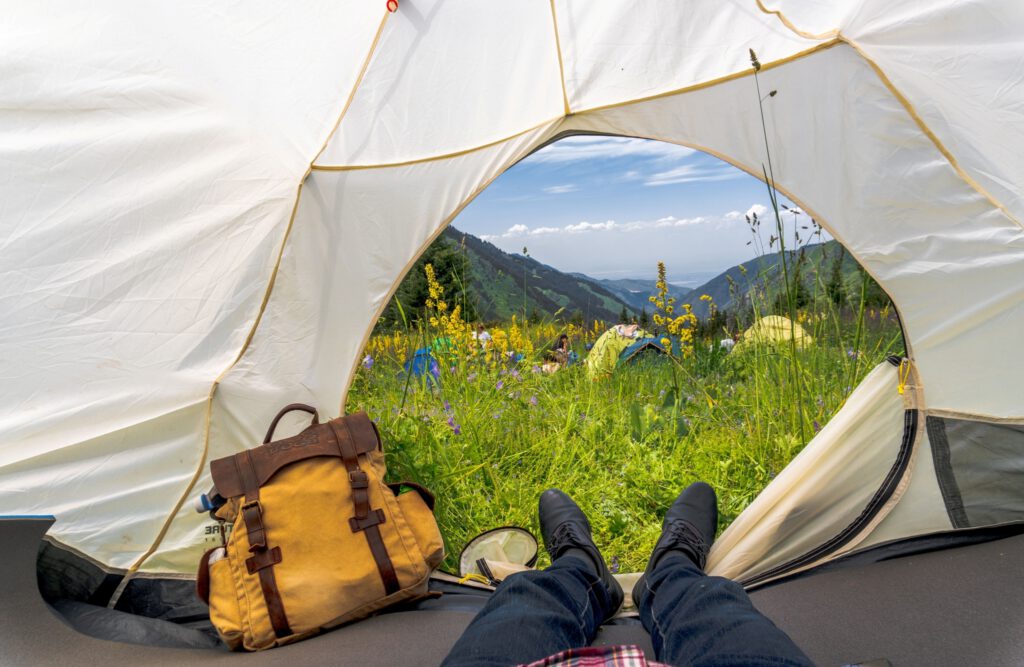 Info Shymkent - Tent view into Ile-Alatau mountains in Kazakhstan by Photographer Zhambay