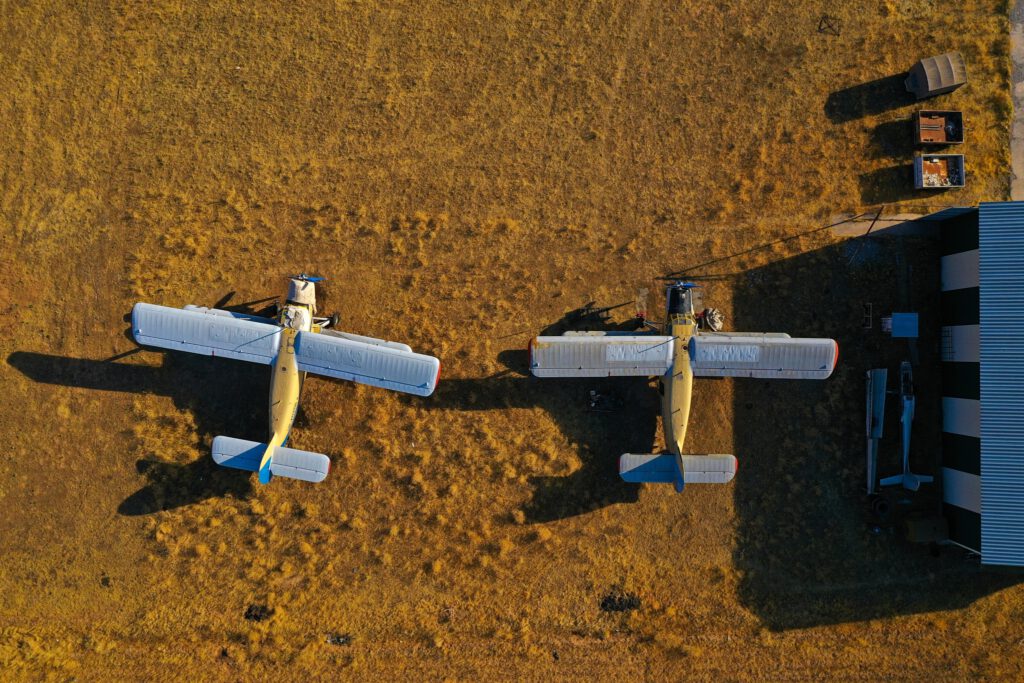 Info Shymkent - Sayram Airport from Above - Antonov-2 planes