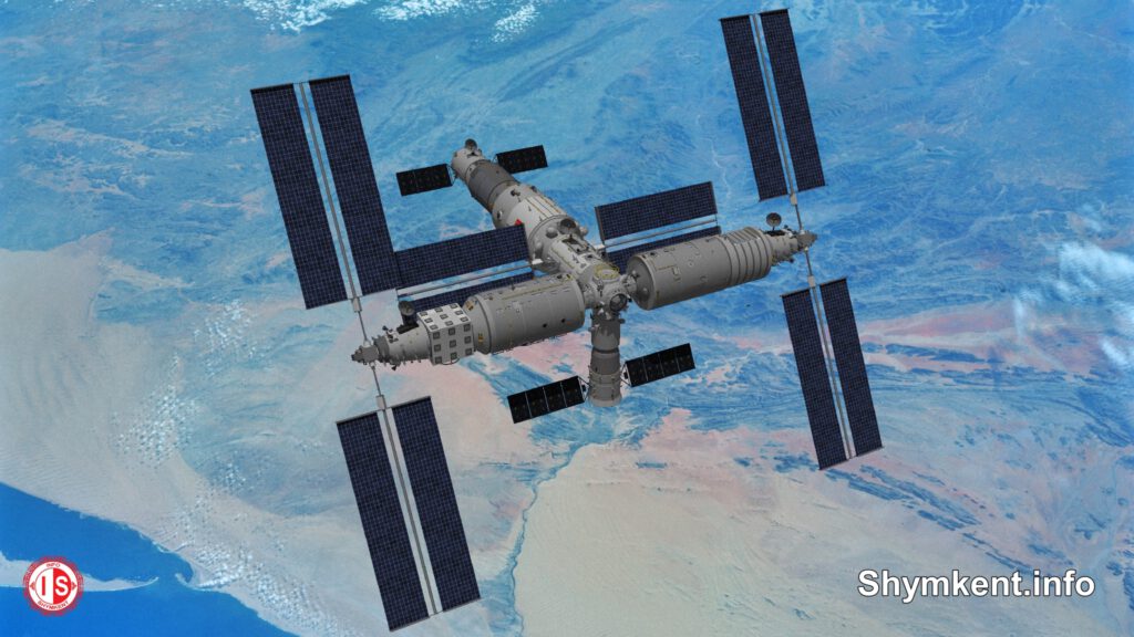 Info Shymkent - Illustration how the finished Chinese modulare space station Tiangong will look like