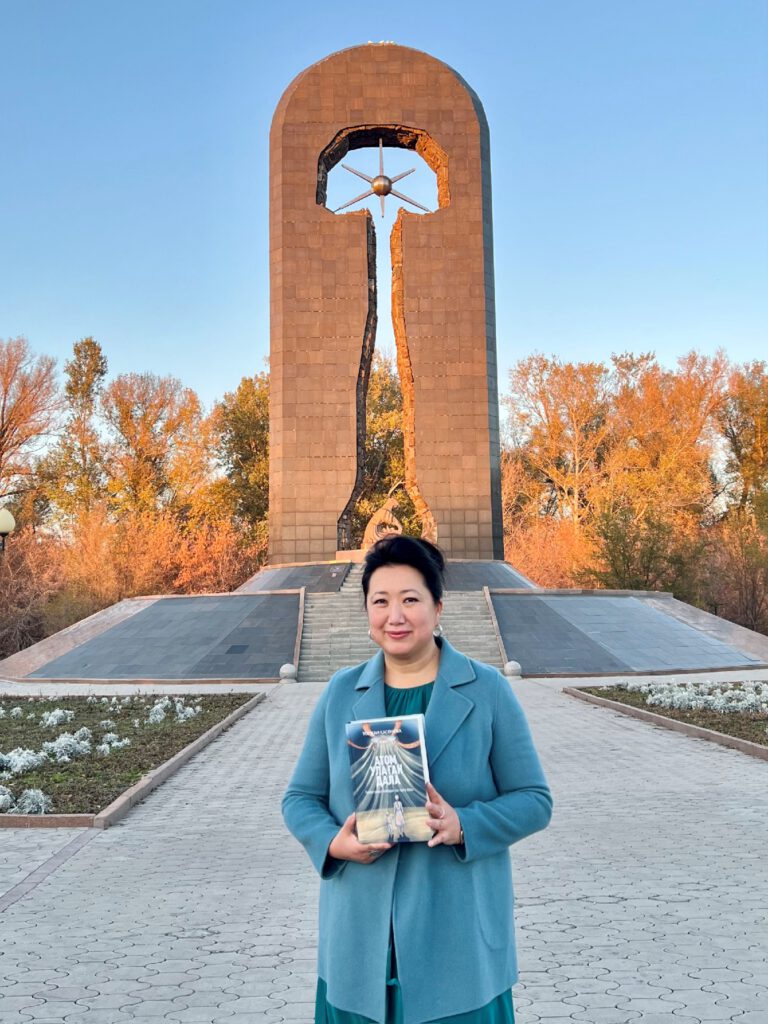 Info Shymkent - Togzhan Kassenova at the "Stronger Than Death Monument" in Semey, Kazakhstan