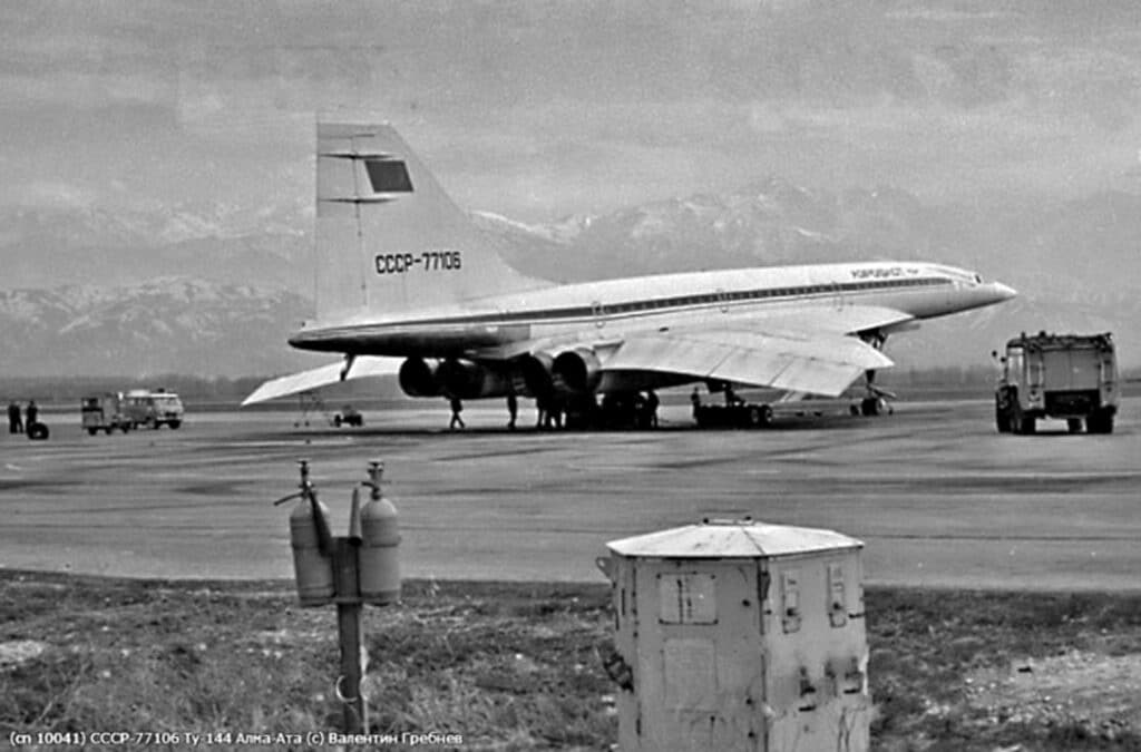 Info Shymkent - Tu-144 at Almaty International Airport in Kazakhstan by Valentin Grebnev