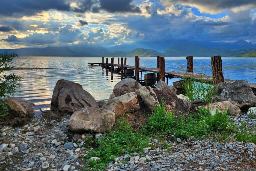 Info Shymkent - Wooden pier at the Lake Markakol in East Kazakhstan